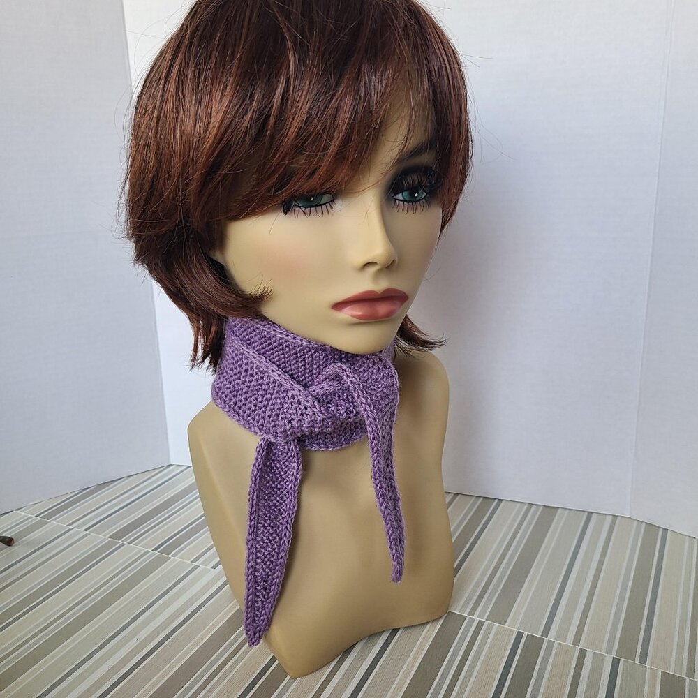 Sophie Scarf Handmade Knit Double Wrap Scarf Bandana Headband Lavender